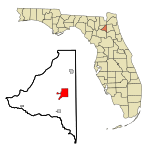 Bradford County Florida Incorporated and Unincorporated areas Starke Highlighted